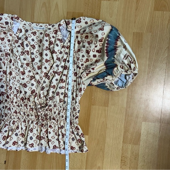 Ulla Johnson Ines Puff Sleeve Peplum Cotton Blouse Size 6 Boho Cottagecore - Picture 13 of 15